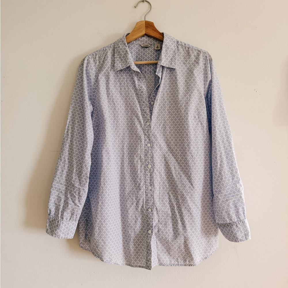 LL Bean Blue Patterned Button Down